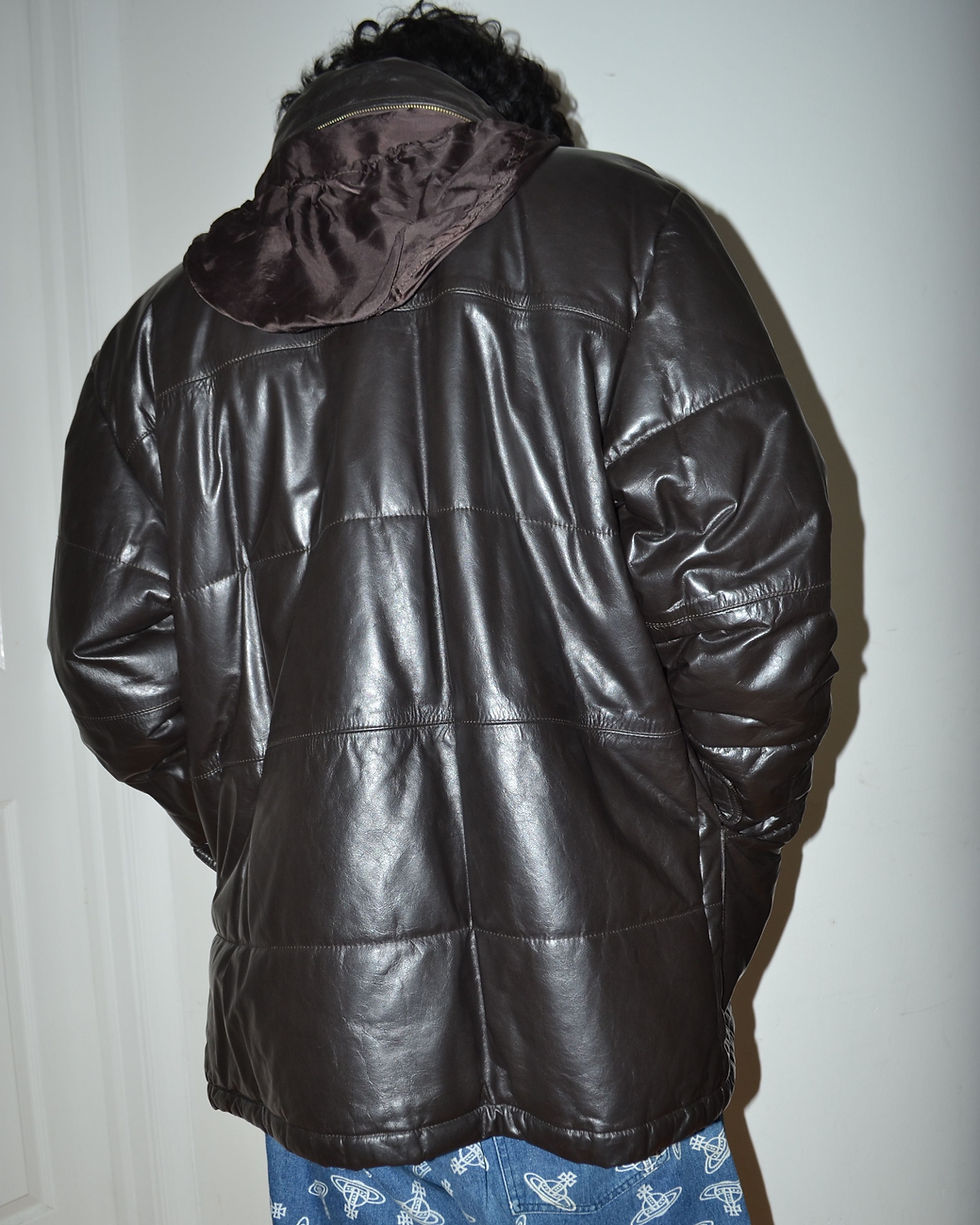 Armani Jeans 1990s Leather Car Coat | thesonofsex