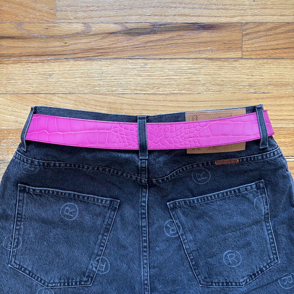 Thumbnail: Prada Early 2010s Croc-Embossed Leather Belt