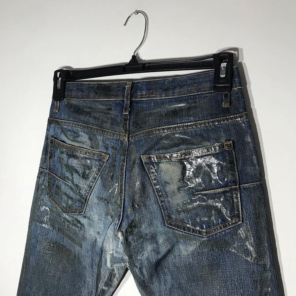 Thumbnail: Dior Homme SS2004 Bleu Claire Waxed Jeans