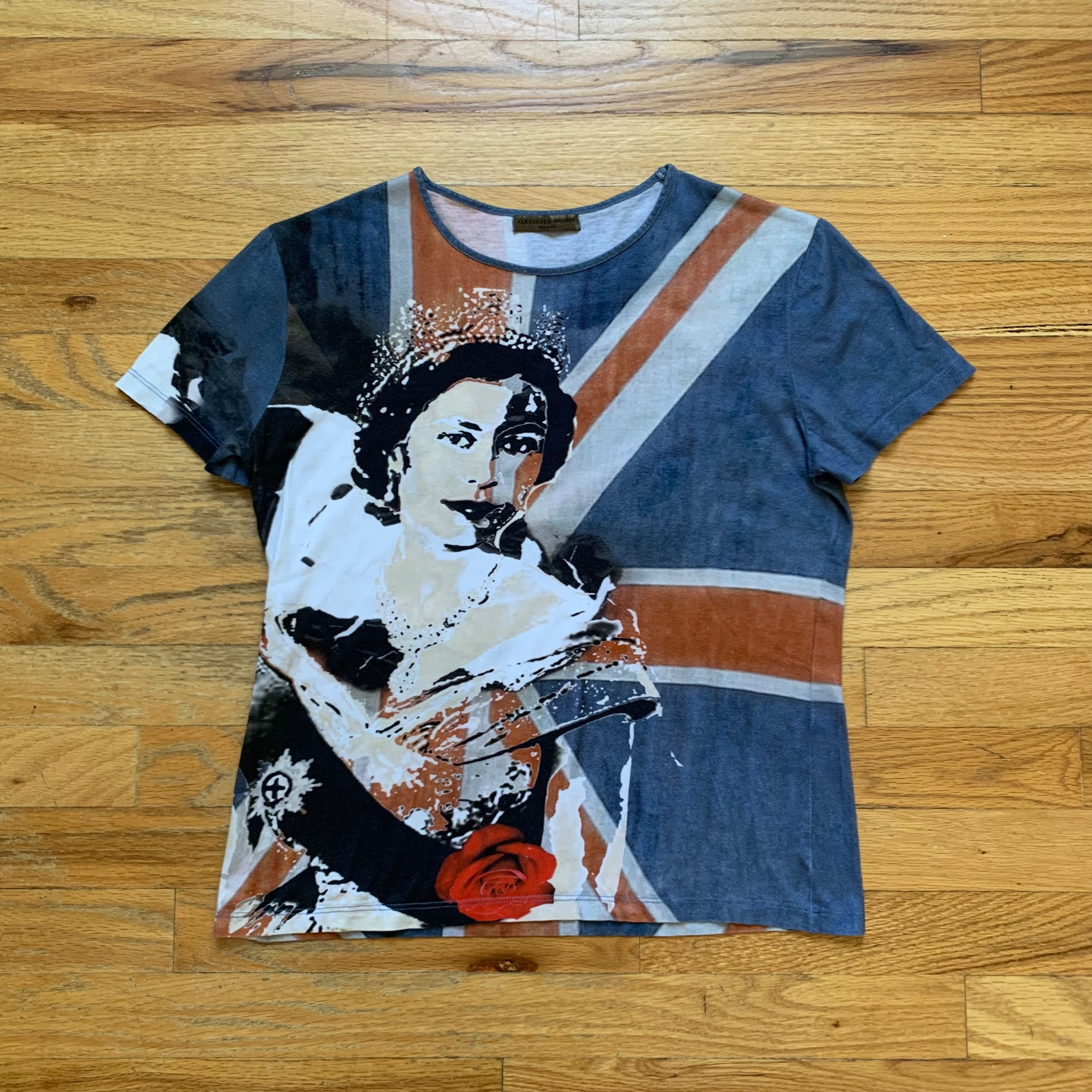 Alexander McQueen FW2008 Queen Elizabeth Union Jack T-Shirt