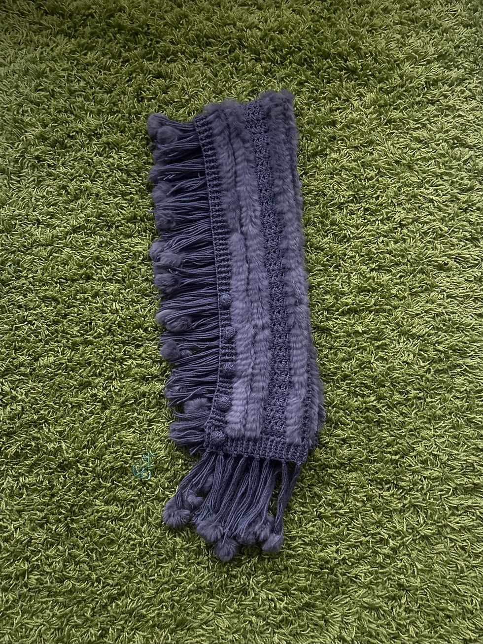 Thumbnail: Prada Late 2000s Rabbit Fur Trimmed Tasseled Knit Scarf