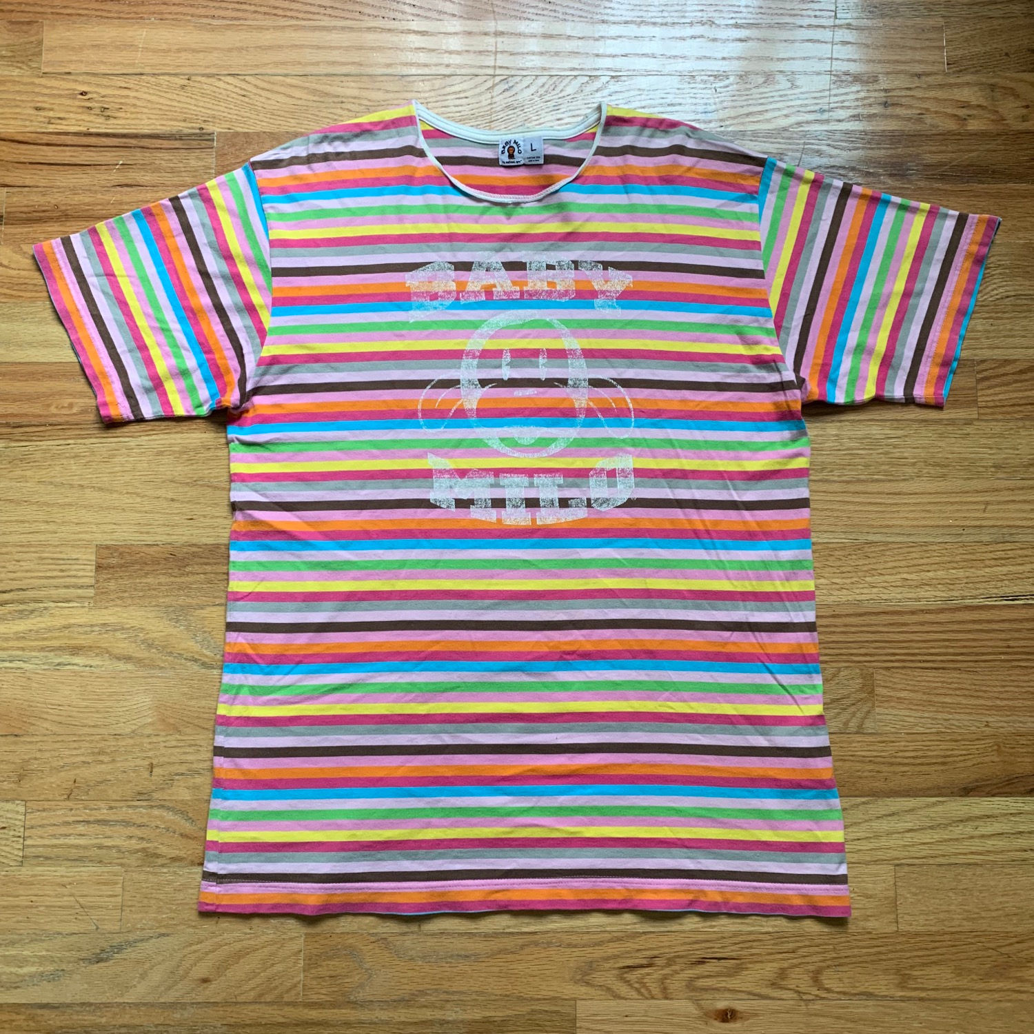 Bape Mid-2000s Baby Milo Multi-Color Striped T-Shirt