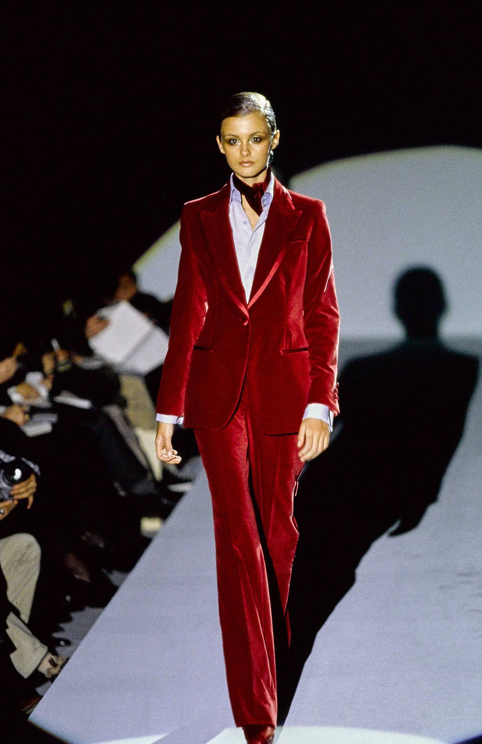 Thumbnail: Gucci by Tom Ford FW1996 Burgundy Satin Trimmed Velvet Suit
