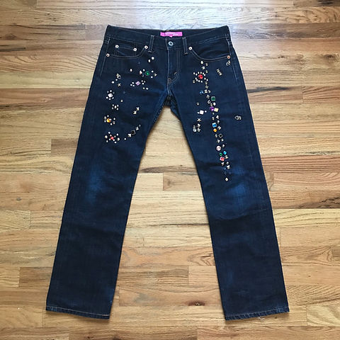 Junya Watanabe Man ad2002 デニム Junya Watanabe CDG AD2002 Jewel Studded Jeans | thesonofsex