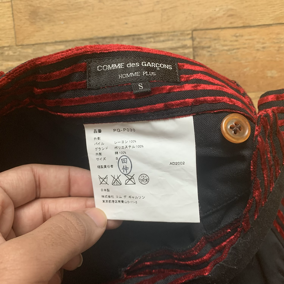 Thumbnail: Comme Des Garcons Homme Plus AD2002 Velvet Striped Pants