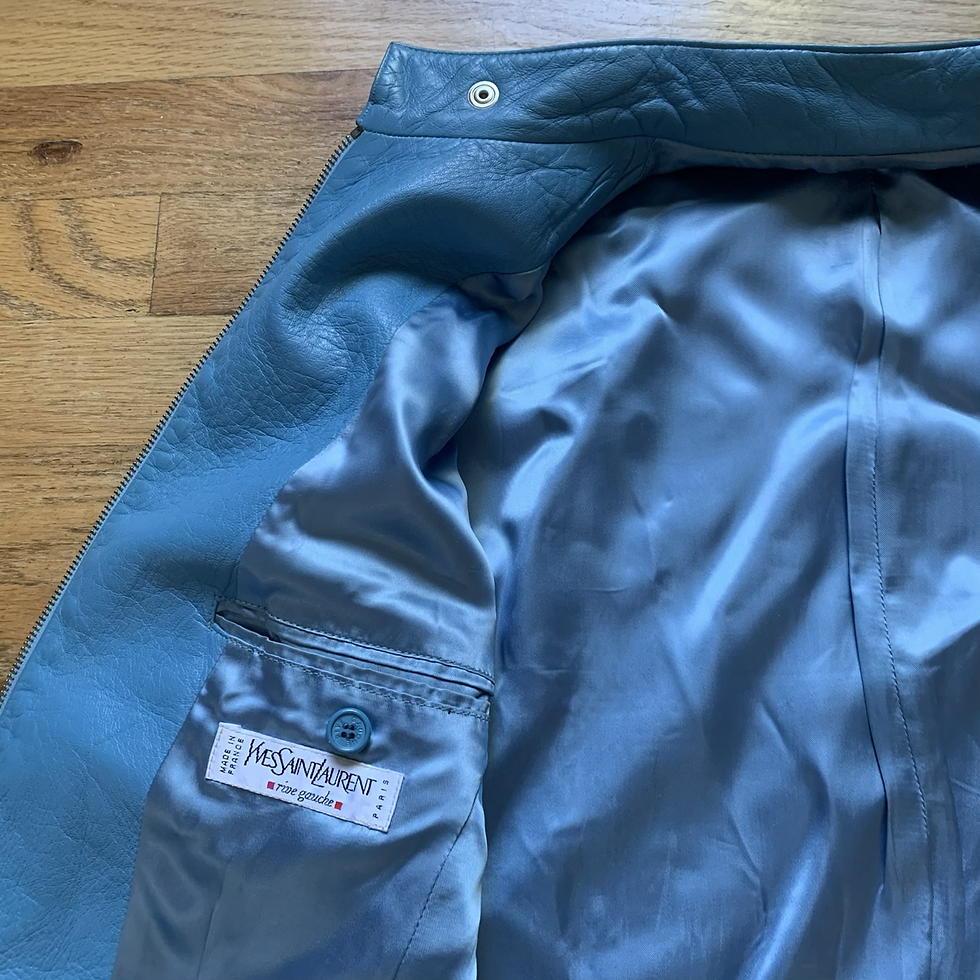 Thumbnail: Yves Saint Laurent Rive Gauche by Hedi Slimane SS2000 Baby Blue Leather Jacket