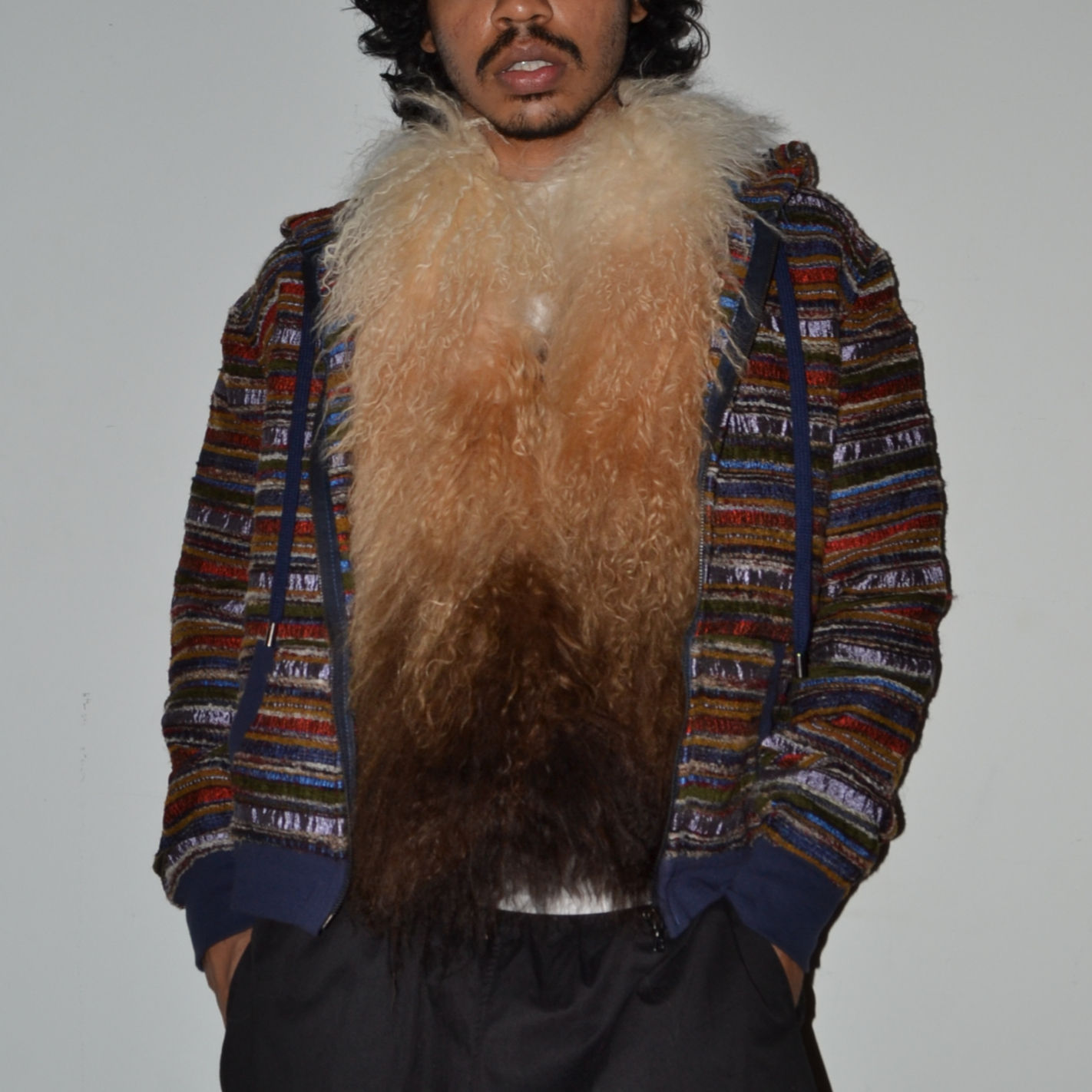 Anna Sui 1990s Ombre Tibetan Lamb Fur Scarf