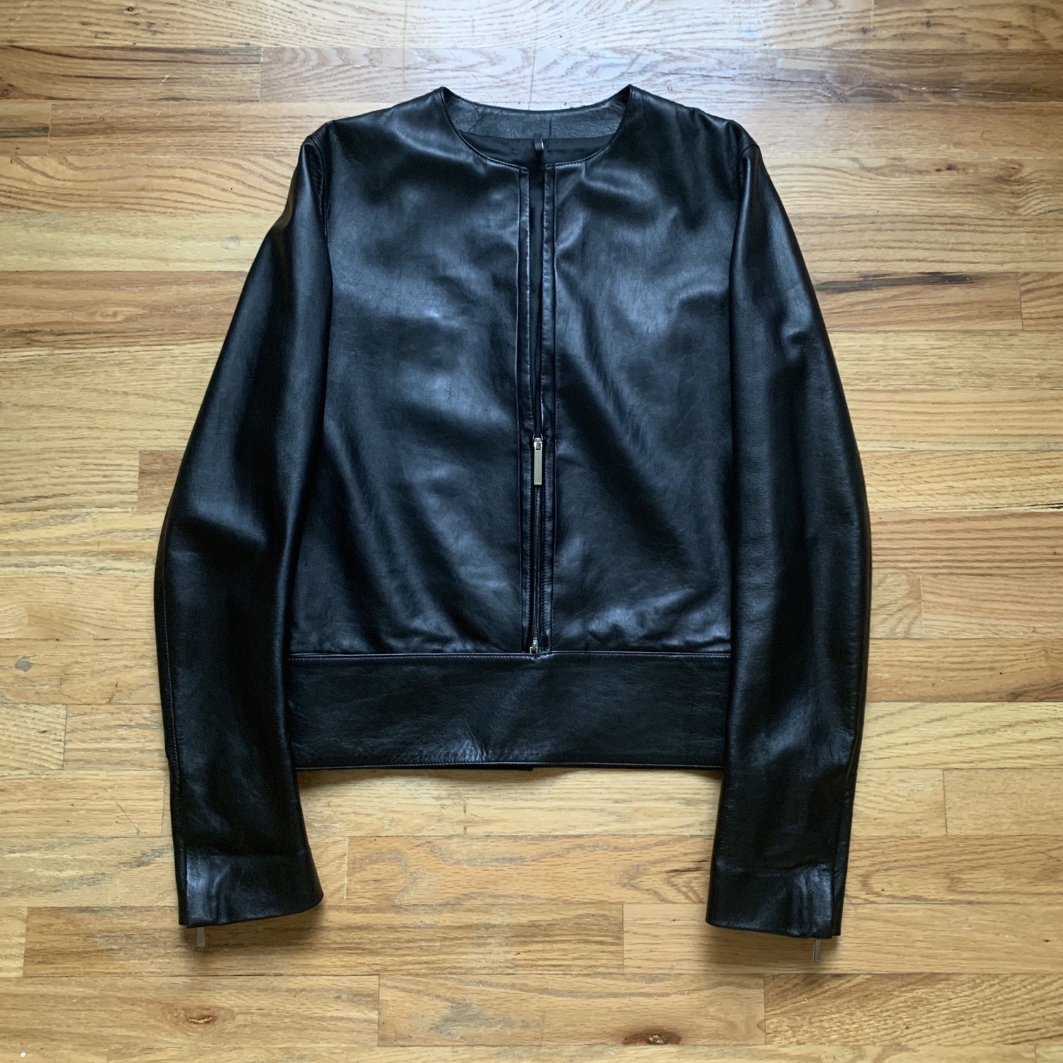 Dior Homme SS2002 Short Belted Half Zip Lambskin Leather Jacket