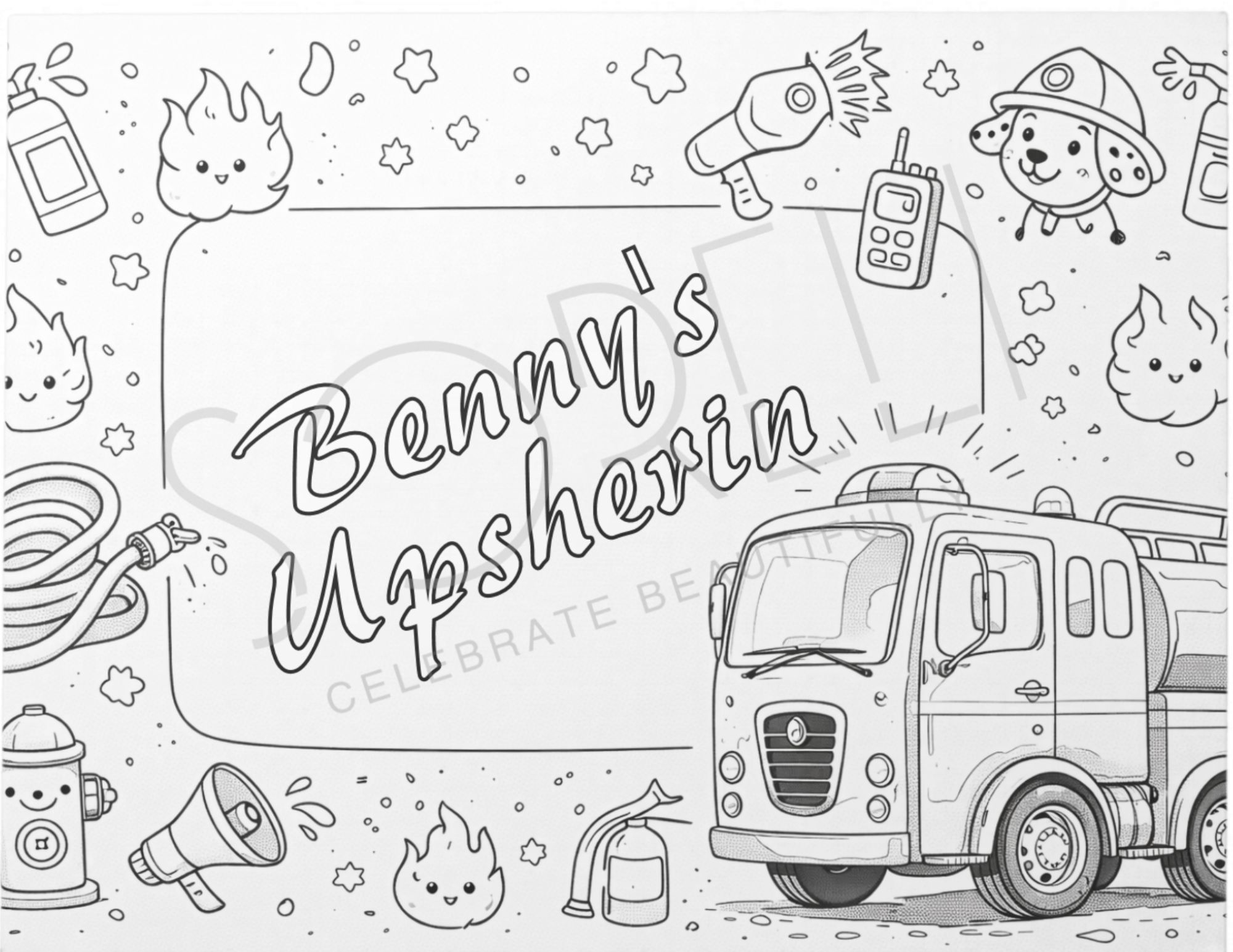 Firetruck Upsherin coloring page