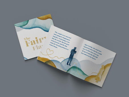 Cover and inside pages of the Fairy Flag booklet. Inside page shows illustration of a person.