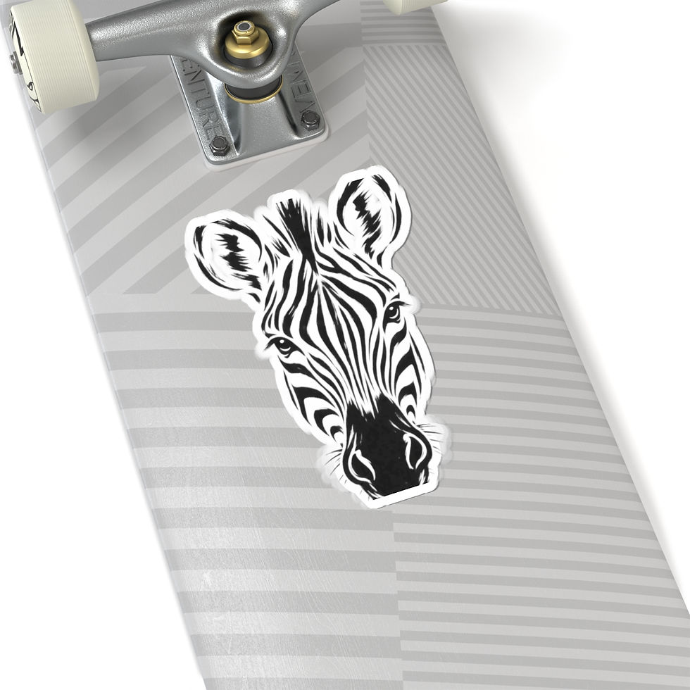 Thumbnail: Zebra Head Kiss-Cut Sticker — Black & White Animal Laptop Decal