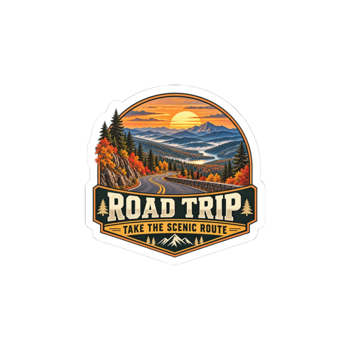 Road Trip Sticker — 'Take the Scenic Route' Vintage Outdoor Adventure Decal