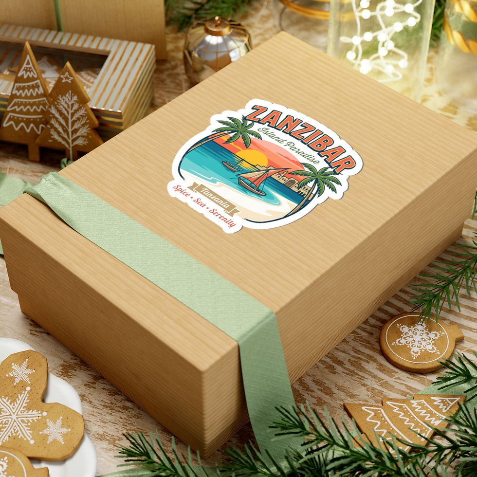 Thumbnail: Zanzibar Island Paradise Sticker — Tanzania Spice • Sea • Serenity Kiss-Cut