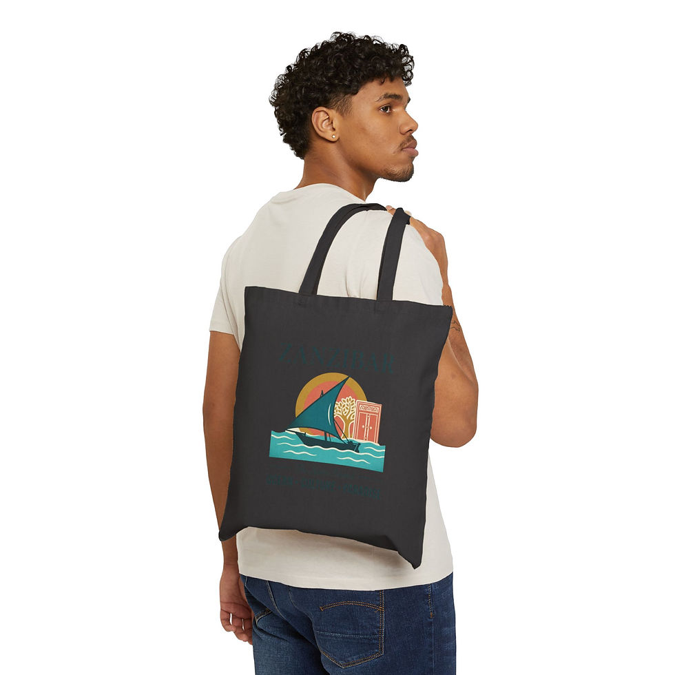 Thumbnail: Zanzibar Vintage Travel Tote Bag – Ocean • Culture • Paradise Canvas Tote