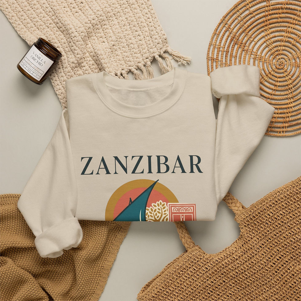 Thumbnail: Zanzibar Crewneck Sweatshirt – Ocean, Culture & Paradise Retro Sail Design