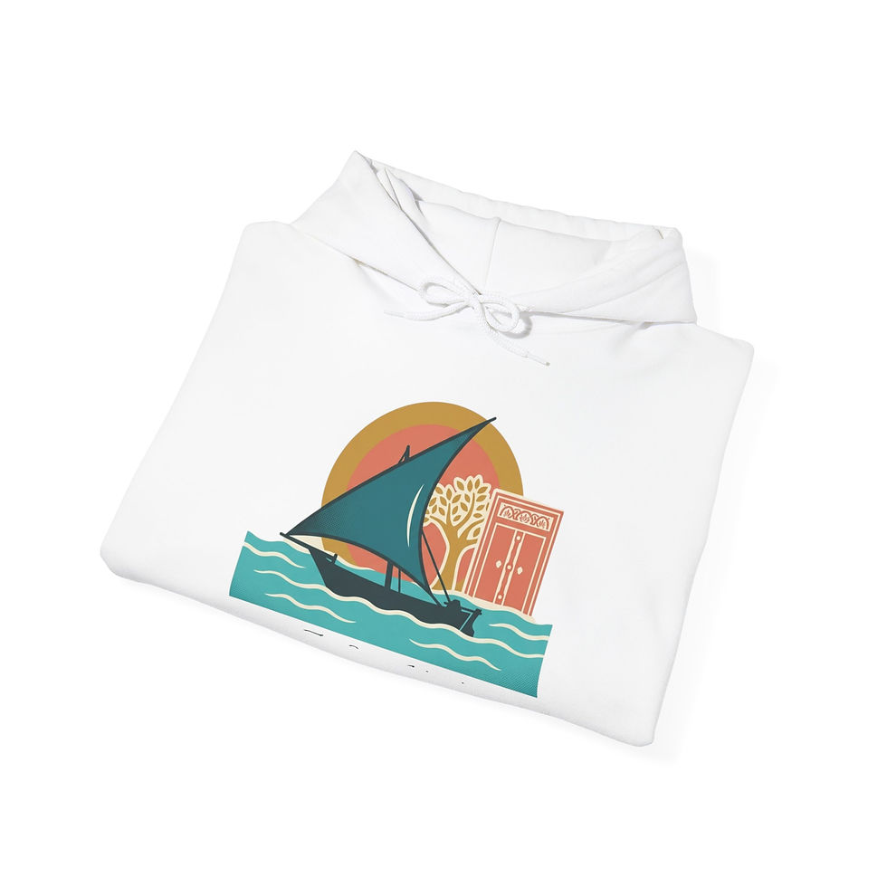 Thumbnail: Sailboat Sunset Hoodie — Retro Coastal Sailing Graphic Sweatshirt