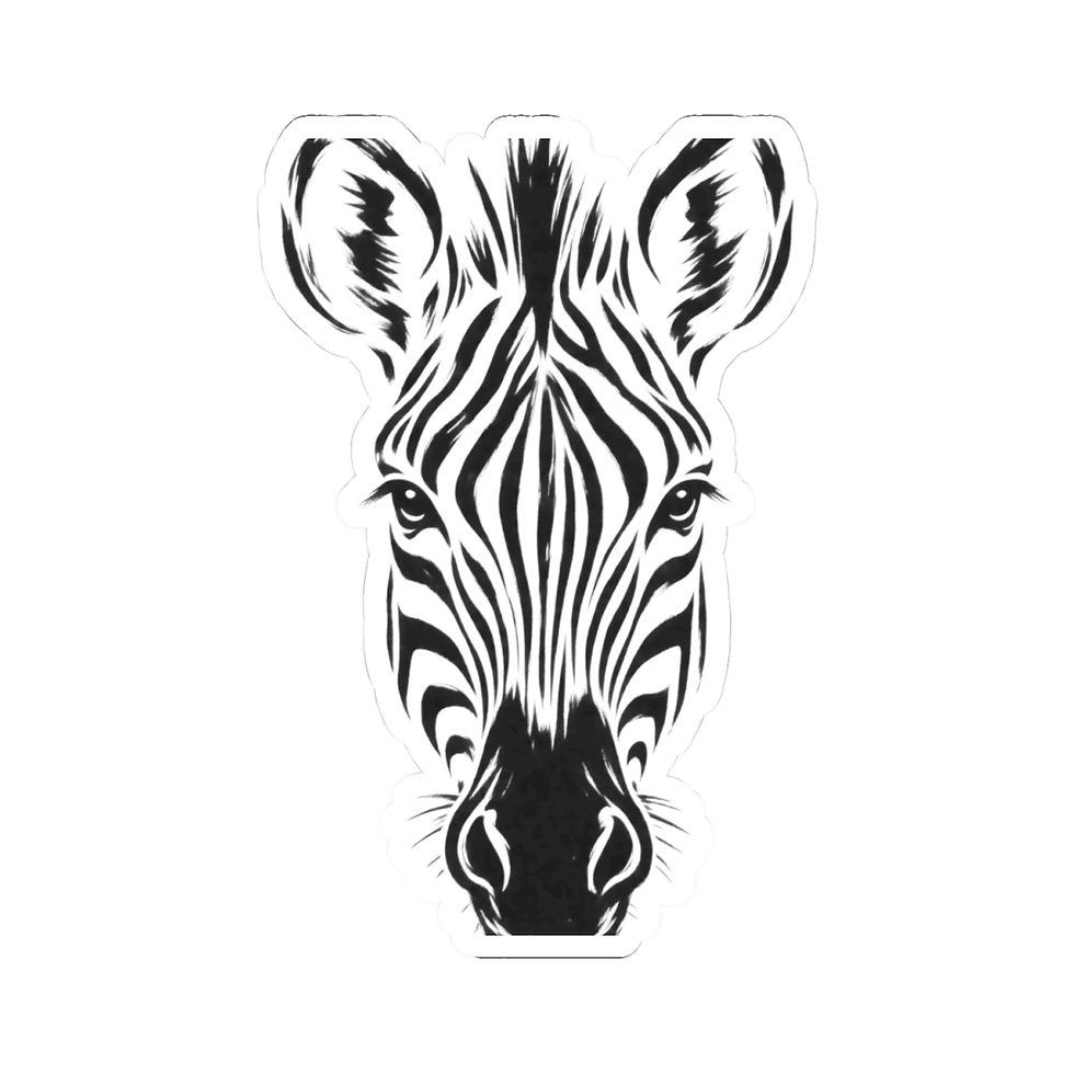 Thumbnail: Zebra Head Kiss-Cut Sticker — Black & White Animal Laptop Decal