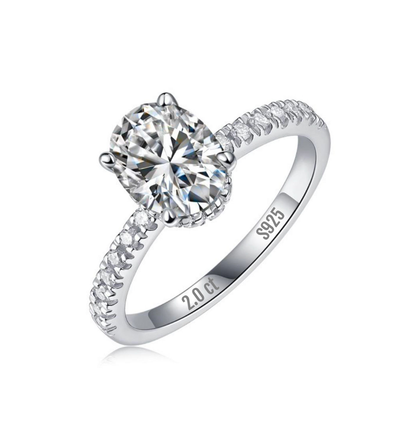 Certified Lab-Created Oval-Cut 2.0 CT VVS D Moissanite Ring