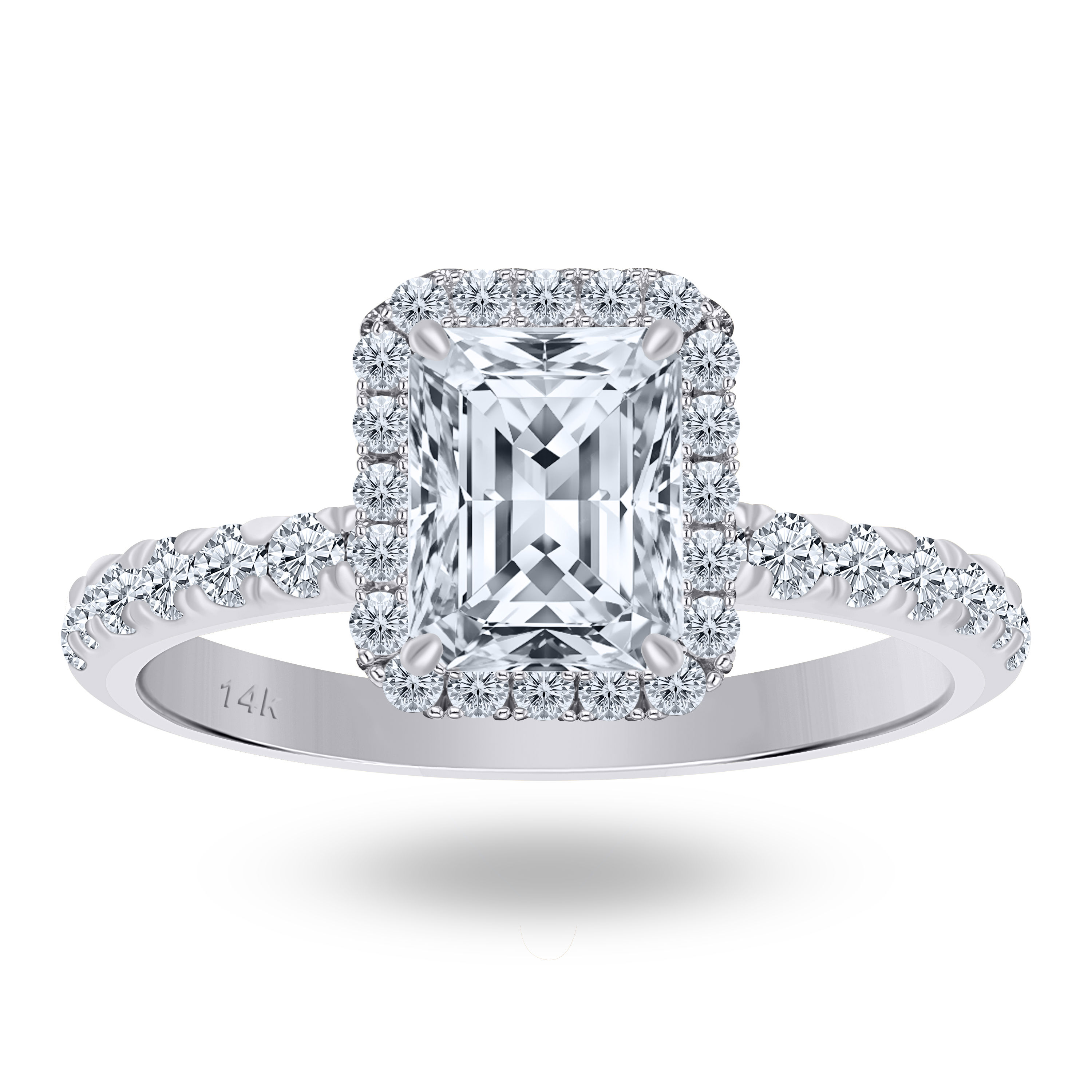 14K White Gold Emerald-Cut 4ctw VVS1 D Moissanite Women's Ring