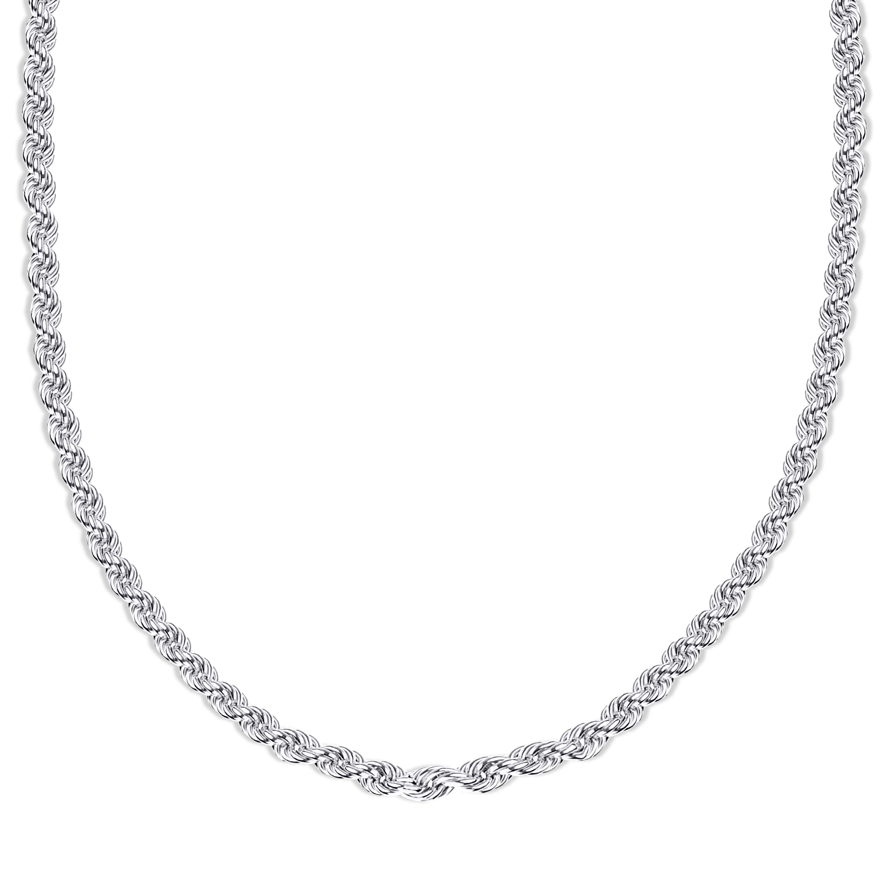 Rhodium 925 Sterling Silver Diamond-Cut 5mm 18 inches Solid Chain