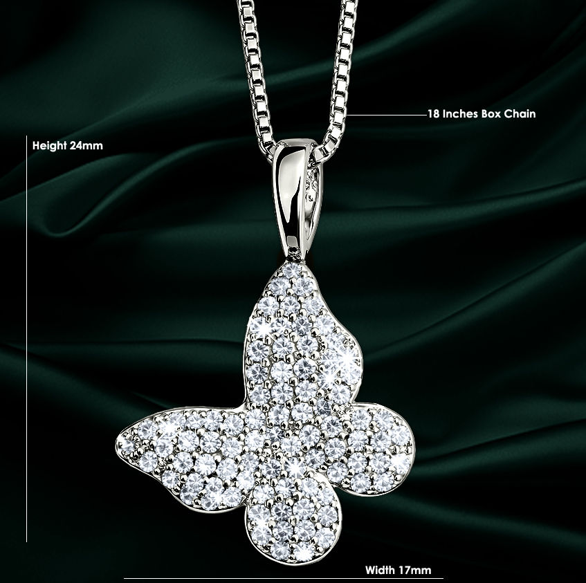 Thumbnail: S925 Butterfly Pendent 0.85ct VVS1 D Moissanite  Women’s Necklace