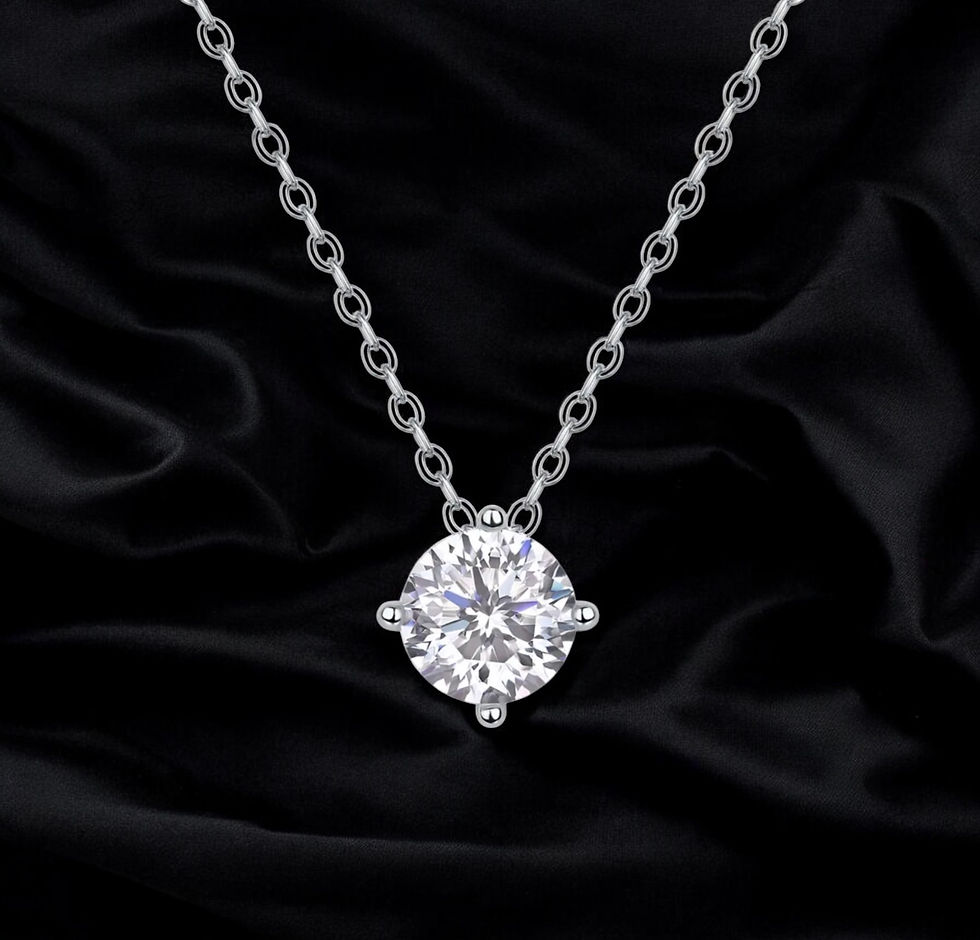 Thumbnail: Lab-Created Round-Cut 1.0 Ct Sterling Silver VVS Diamond Necklace