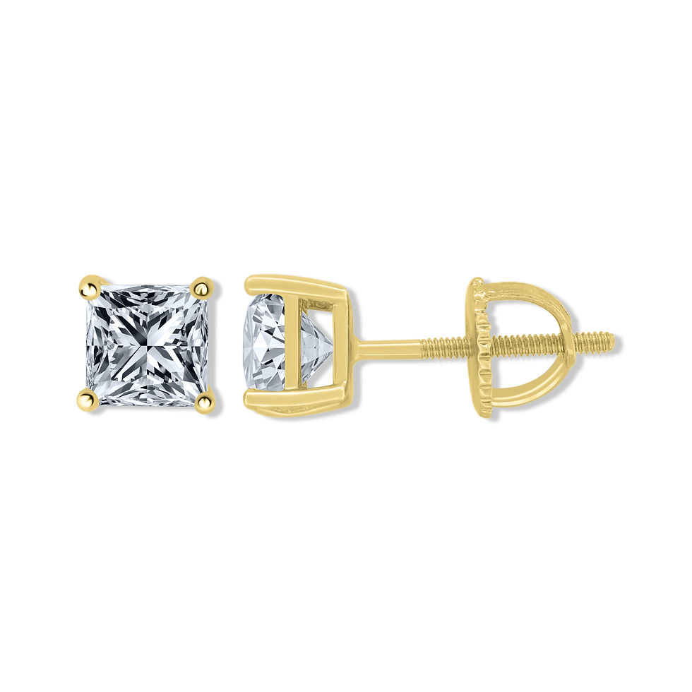 Thumbnail: 10K Yellow Gold Princess-Cut 1.0ctw VVS1 D Moissanite Earrings