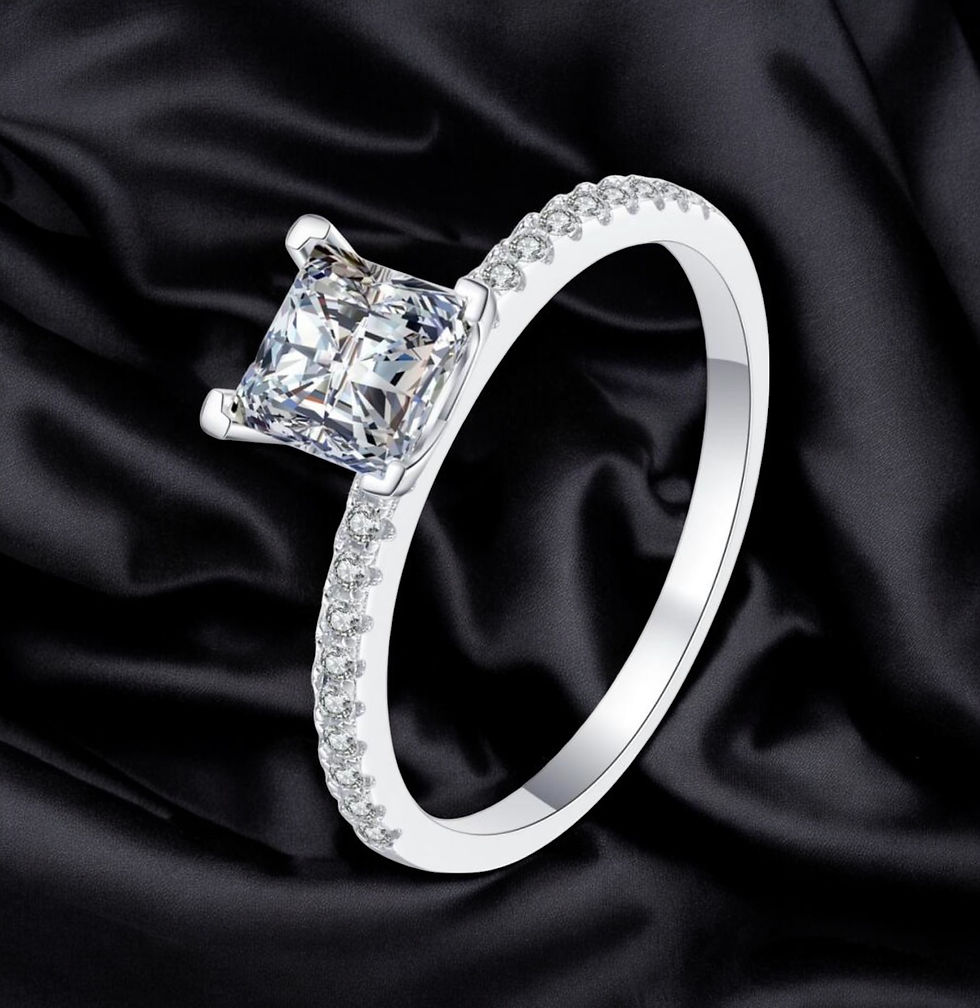 Thumbnail: Lab-Created Princess cut 1.0 CT Moissanite VVS1 925 Sterling Silver women's Ring
