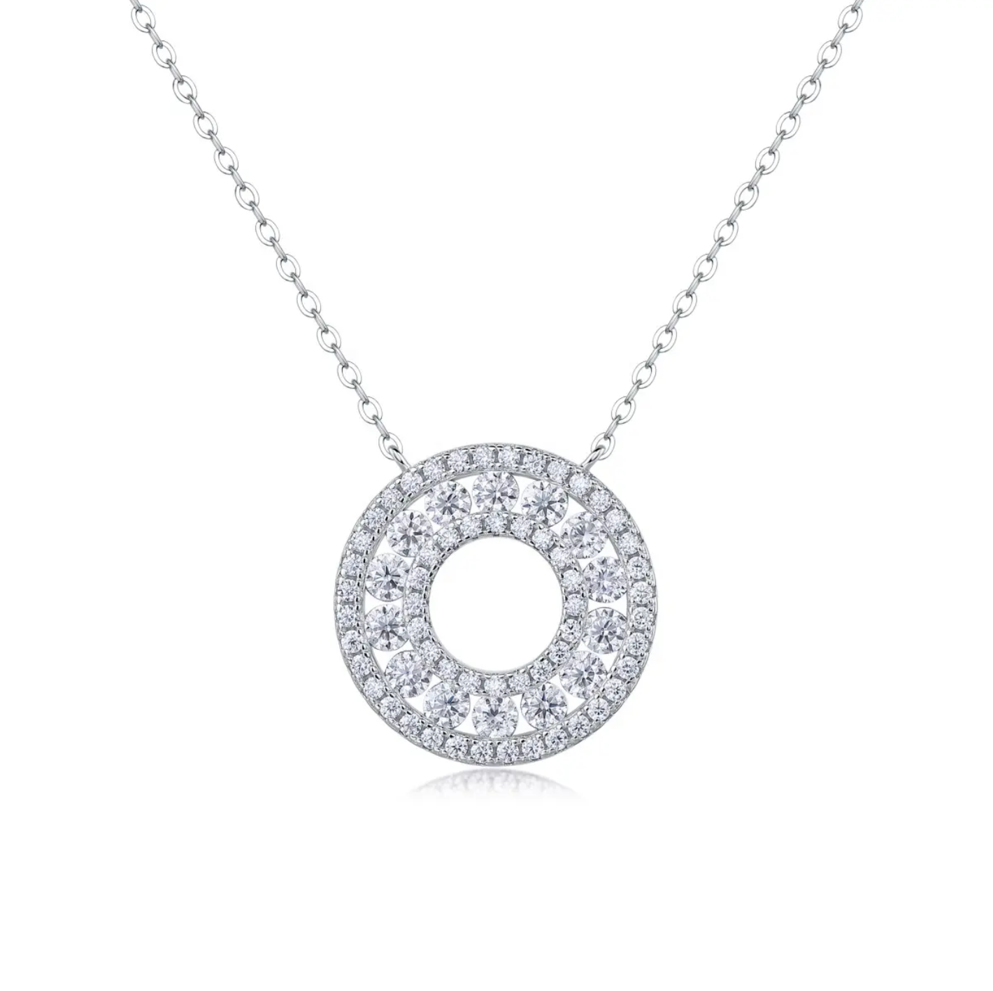 Lab-Created Reversible Round-Cut 1.4 Ct Sterling Silver VVS Moissanite Necklace