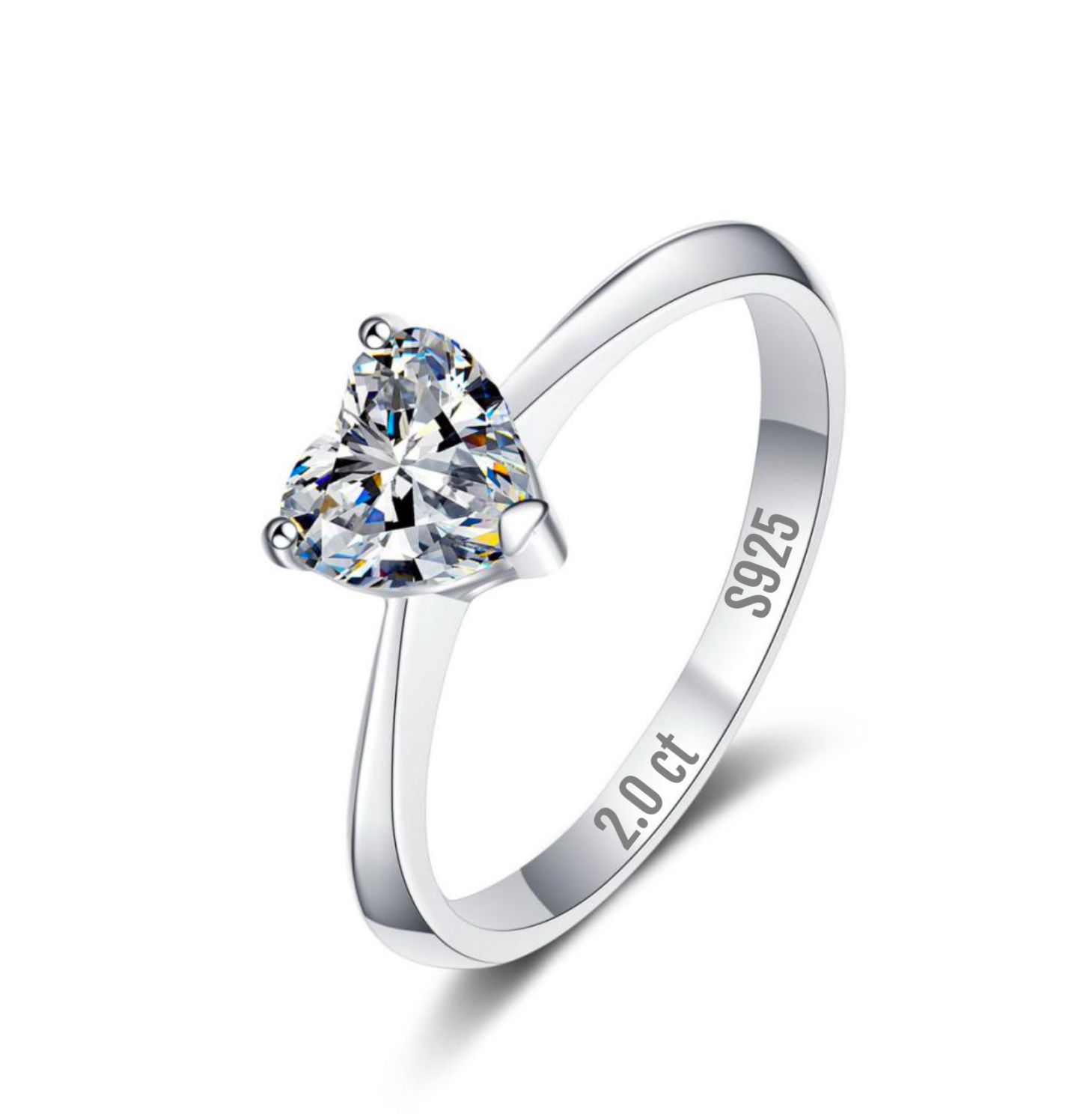 Lab-Created Heart Shape 2.0 CT Moissanite VVS1 925 Sterling Silver Ring