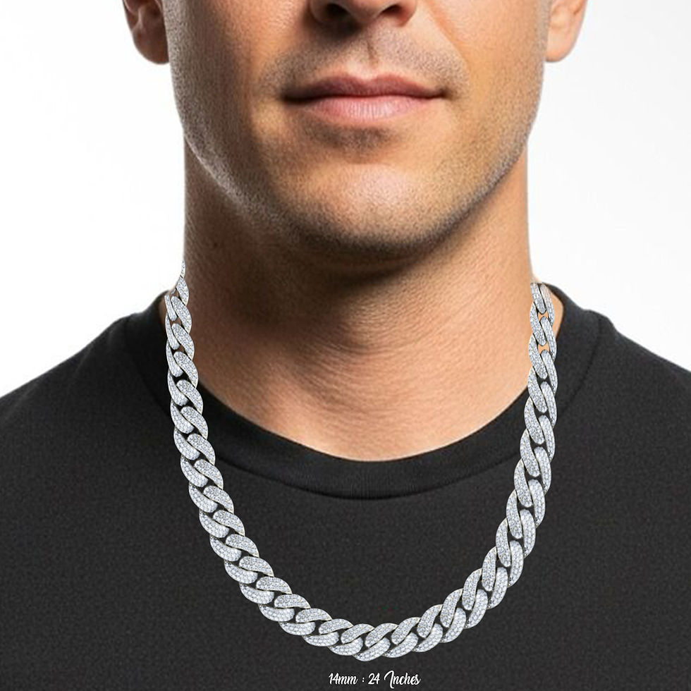 Thumbnail: S925 Sterling Silver 14MM 33.98ctw 24 inches VVS1 D Moissanite Men's Cuban Chain