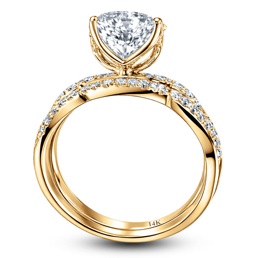 Thumbnail: 14K Round-Cut 2.0 CT VVS Lab-Grown Diamond Ring with Diamond Band Women's Ring