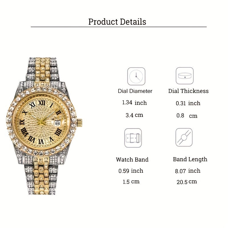 Thumbnail: Mens Hip Hop Watch VintagInspired Retro Quartz Timepiece with Oversized Rhinesto