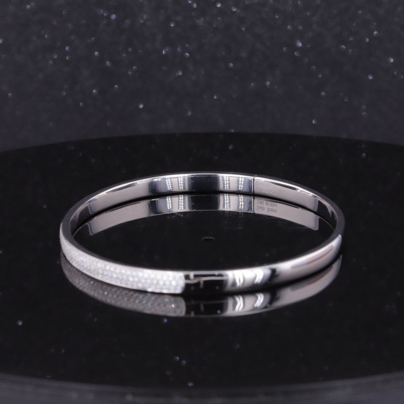 Thumbnail: Fashion Jewelry Gold Bangle Melee Size Industrial Diamond Bracelet 14k White Gol