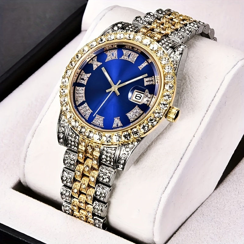 Thumbnail: Mens Hip Hop Watch VintagInspired Retro Quartz Timepiece with Oversized Rhinesto