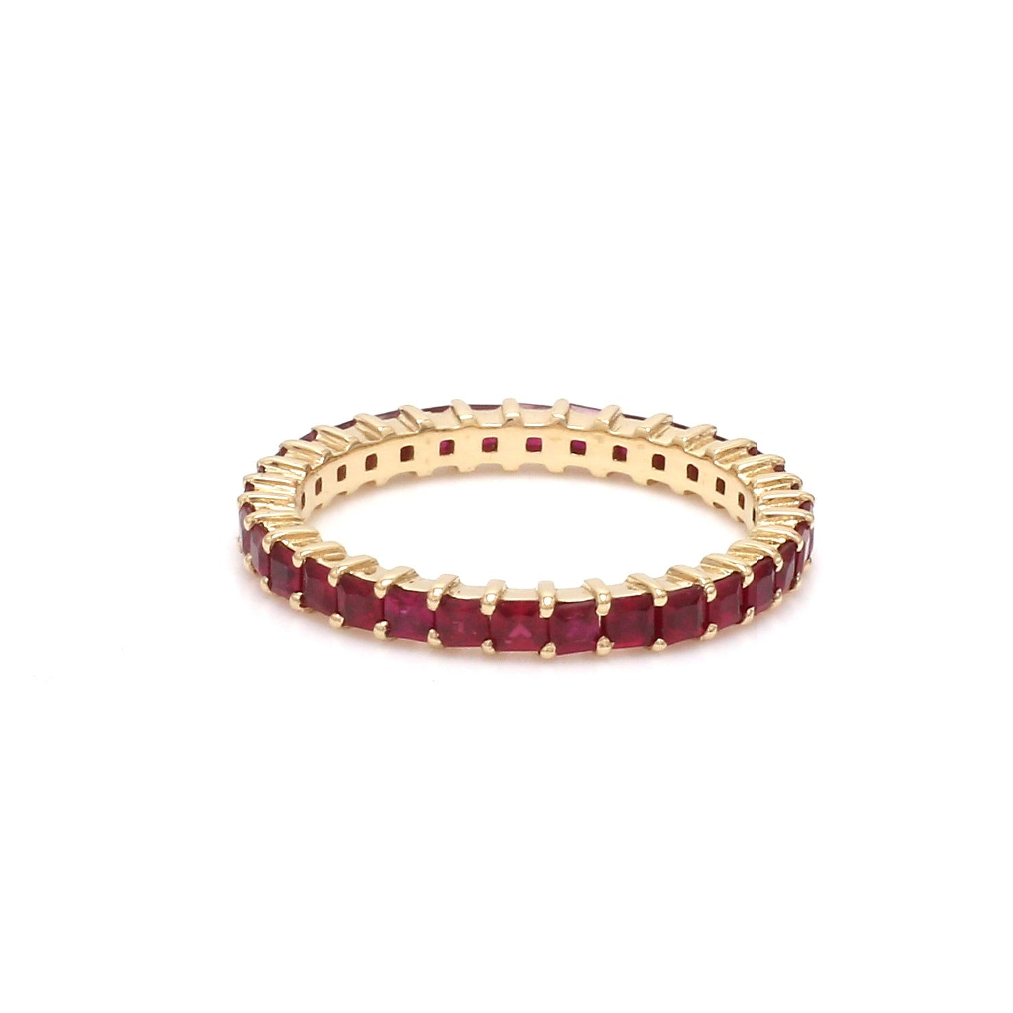 Personalized Luxury Natural Princes Cut Ruby Full Eternity Bands Luxury Thin Sta