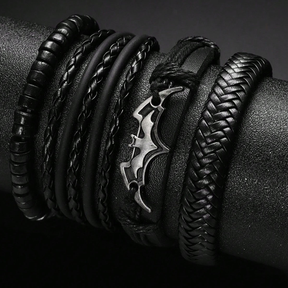 Men's Fashion Punk Hip Hop Pu Leather Braided Bracelet - Handmade, Multi Layer W