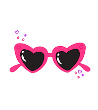 The Fayre Rebellion bright pink heart sunglasses illustration