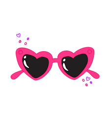 The Fayre Rebellion bright pink heart sunglasses illustration