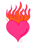 The Fayre Rebellion Pink heart with flames illustration