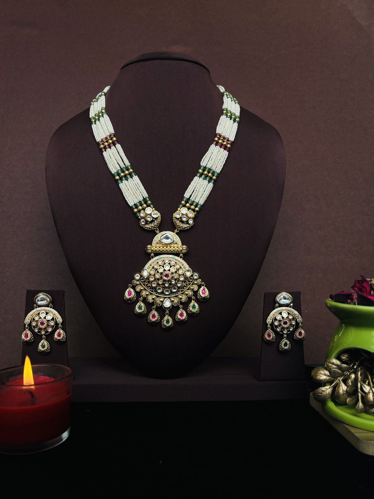 Rajwadi Kundan Necklace Set
