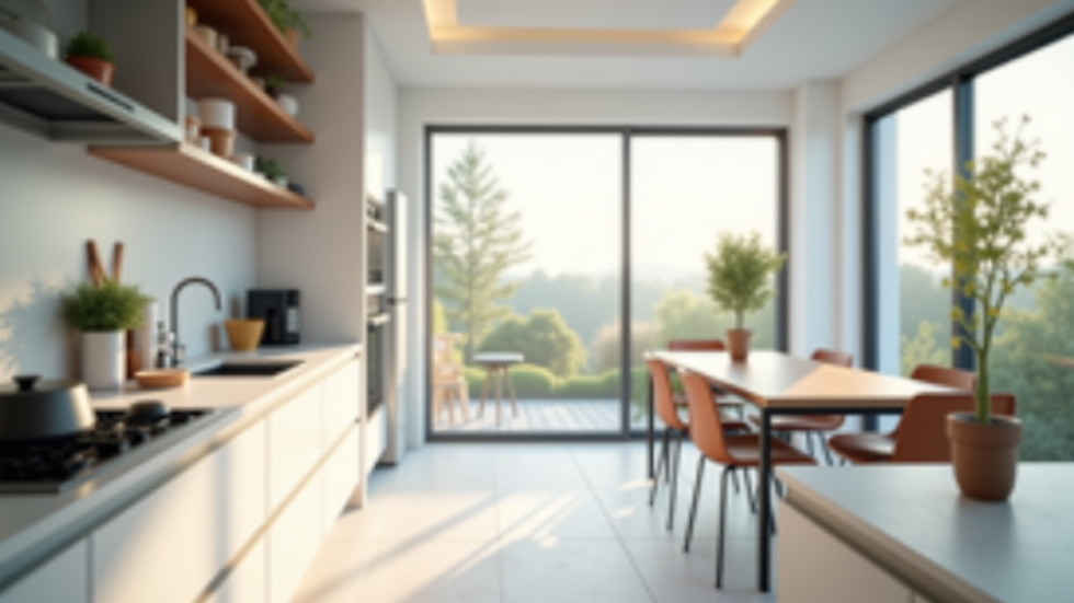 Eye-level view of a clean, newly built kitchen interior
