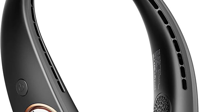 Neck Fan - Bladeless Portable Neck Fans, with LED Display, 4 Speeds, 5000mAh Personal Wearable, USB Rechargeable Cooling Hands Free, Travel Gifts for Men, Women (Black)