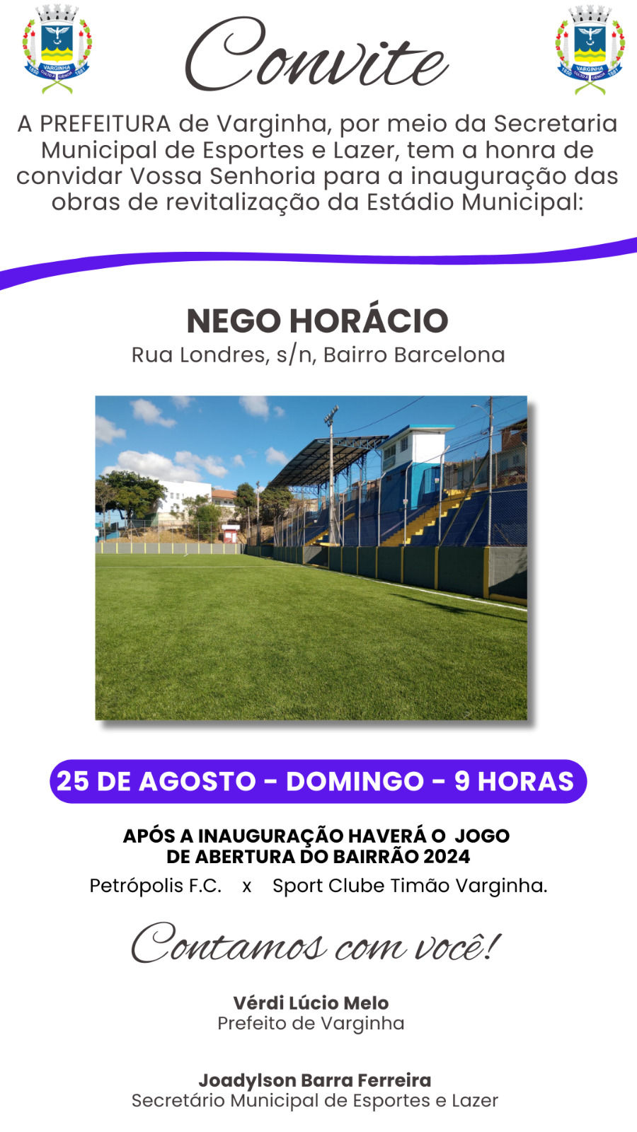 Prefeitura de Varginha Inaugura Revitalização do Estádio Nego Horácio com Jogo de Abertura do Bairrão 2024