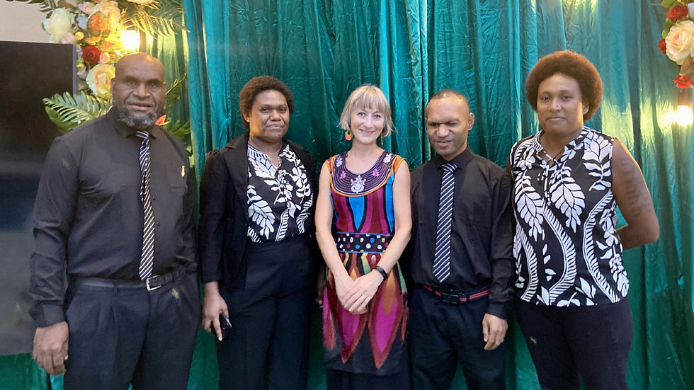 Church Partnership Program team members Esiah Eino, Cynthia Tiriman, Frank Wonea and Joy Chikalli, with The Salvation Army Australia’s International Development Project Coordinator Nicola McGunnigle (middle), at the BCEP All Partners Forum awards.