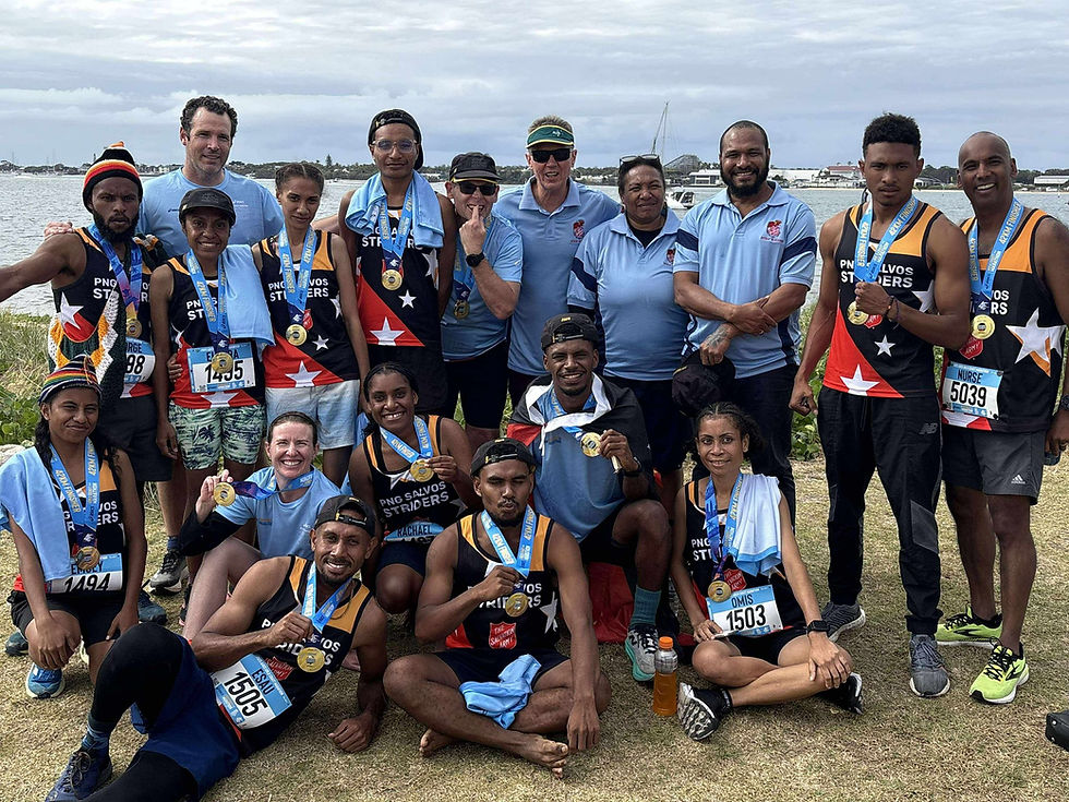 Hope and a Future participants with mentors and supporters proudly showing off their medals after the Gold Coast Marathon last weekend.