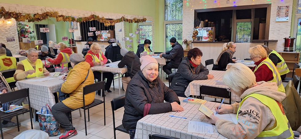 Volunteers regularly distribute vouchers for essentials to some of Ukraine's most desperate people.
