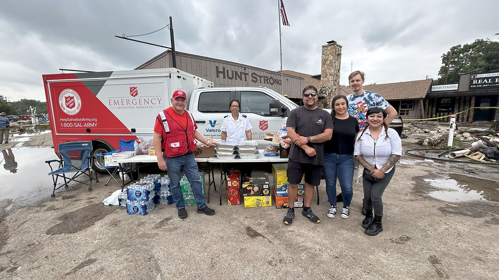 Emergency Disaster Services teams setting up to assist those impacted by the devastating floods.