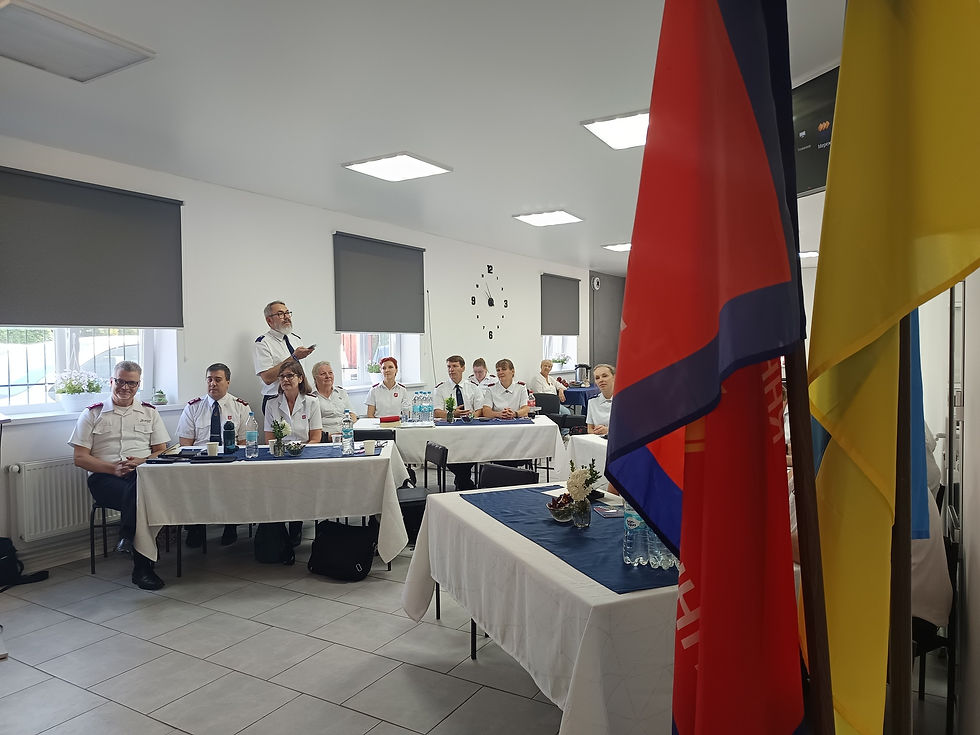 Meetings with officers were part of the visit to Ukraine.