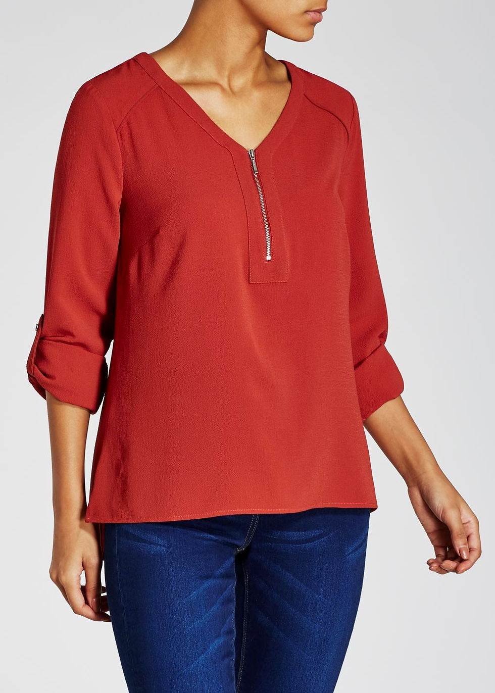 Thumbnail: Textured Zip Front Blouse
